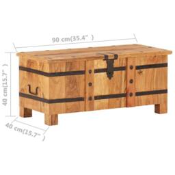 Berkfield Home Chest 90x40x40 cm Solid Acacia Wood in Brown - Size: 90 x 40 x 40 cm - thumbnail 9