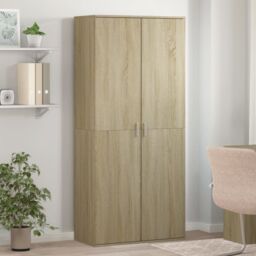 Berkfield Home Shoe Cabinet Sonoma Oak 80x39x178 cm Engineered Wood in Brown - Size: 80 x 39 x 178 cm - thumbnail 1