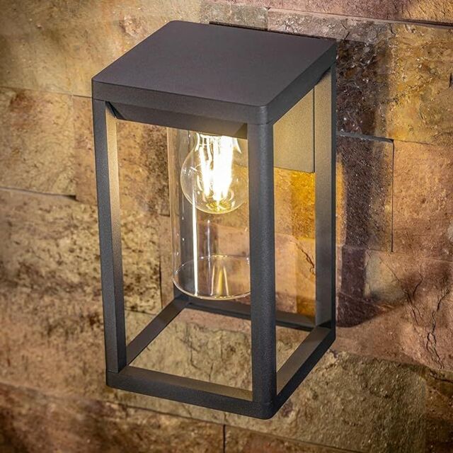 CGC Lighting 'Maddison' Anthracite Grey E27 Outdoor Wall Light Lantern Clear Diffuser IP54 - image 1
