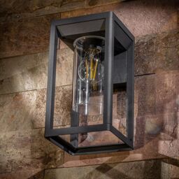 CGC Lighting 'Maddison' Anthracite Grey E27 Outdoor Wall Light Lantern Clear Diffuser IP54 - thumbnail 3