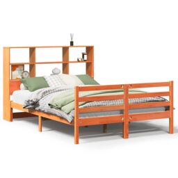 Berkfield Home Bookcase Bed without Mattress Wax Brown 140x190 cm Solid Wood - thumbnail 2