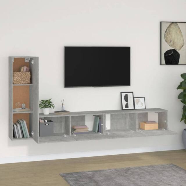 Berkfield Home Classic 3 Piece TV Cabinet Set Concrete Grey Engineered Wood - image 1