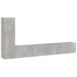 Berkfield Home Classic 3 Piece TV Cabinet Set Concrete Grey Engineered Wood - thumbnail 3