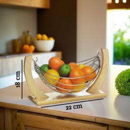 Orsina Quirky Rubberwood Fruit Hammock, Functional Design Wooden Fruit Hammock, Wooden Frame Fruit Hammock in Natural - thumbnail 5