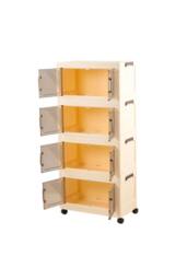 Living and Home Foldable 3/4-Tier Rolling Plastic Storage Cabinet with Magnetic Doors in Cream - Size: Large - thumbnail 7