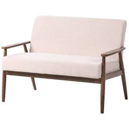 Wyld and Coco 2-Seater Boucle Sofa Beige-Brown - Solid Wood Frame Armrests in Beige - thumbnail 5
