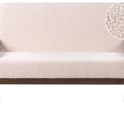 Wyld and Coco 2-Seater Boucle Sofa Beige-Brown - Solid Wood Frame Armrests in Beige - thumbnail 2