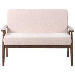 Wyld and Coco 2-Seater Boucle Sofa Beige-Brown - Solid Wood Frame Armrests in Beige - thumbnail 4