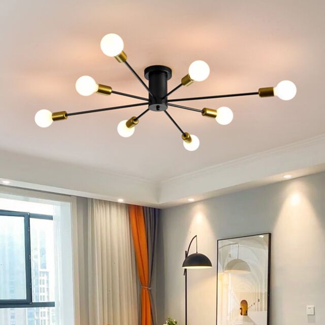 Garwarm 8 Lights Semi Flush Mount Pendant Light in Black - image 1