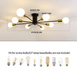 Garwarm 8 Lights Semi Flush Mount Pendant Light in Black - thumbnail 6