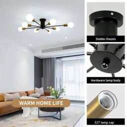 Garwarm 8 Lights Semi Flush Mount Pendant Light in Black - thumbnail 5