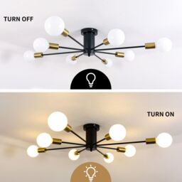 Garwarm 8 Lights Semi Flush Mount Pendant Light in Black - thumbnail 4