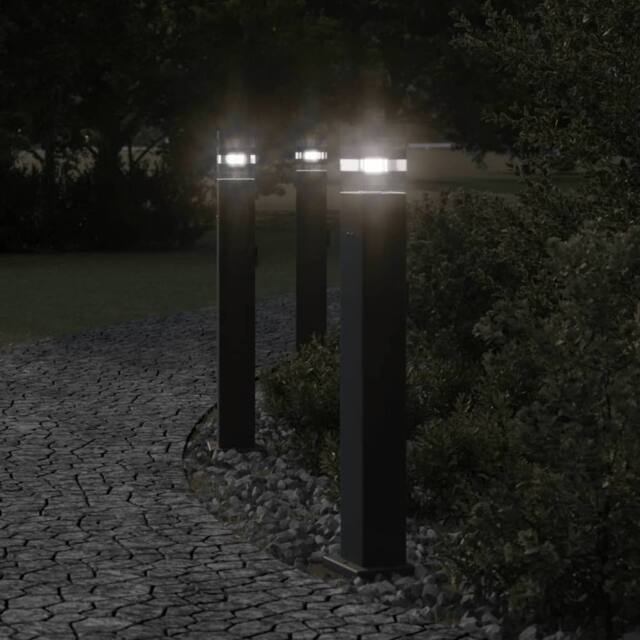 Berkfield Home Outdoor Floor Lamps with Outlet 3pcs Black 80 cm Aluminium - image 1