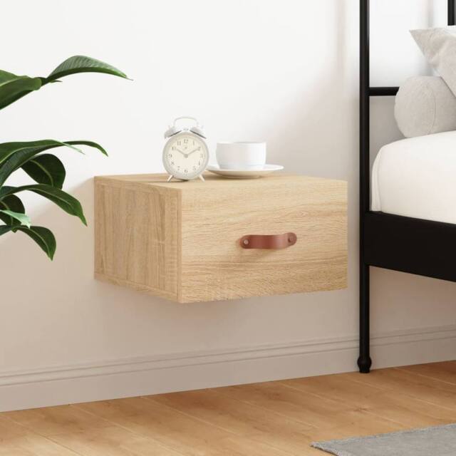 Berkfield Home Wall-mounted Bedside Cabinet Sonoma Oak 35x35x20 cm in Brown - Size: 35 x 35 x 20 cm - image 1