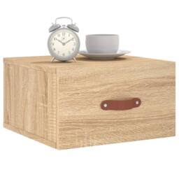 Berkfield Home Wall-mounted Bedside Cabinet Sonoma Oak 35x35x20 cm in Brown - Size: 35 x 35 x 20 cm - thumbnail 3