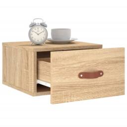 Berkfield Home Wall-mounted Bedside Cabinet Sonoma Oak 35x35x20 cm in Brown - Size: 35 x 35 x 20 cm - thumbnail 4