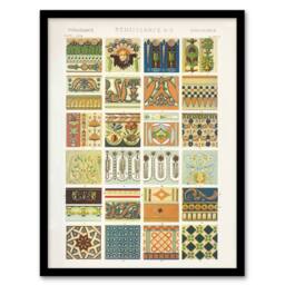 "Artery8 Renaissance Patterns Racinet Vintage Framed Wall Art Print - Size: W12"" x H16""" - thumbnail 1