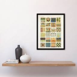 "Artery8 Renaissance Patterns Racinet Vintage Framed Wall Art Print - Size: W12"" x H16""" - thumbnail 4