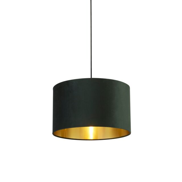 Lighting Collection Green Velvet Drum Shade Gold Inner D40Cm Lamp Shade in Silver - image 1