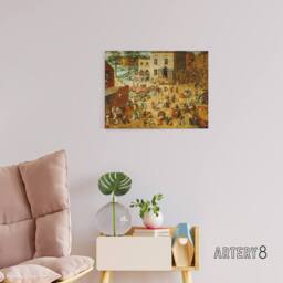 "Artery8 Pieter Bruegel The Elder Childrens Games Canvas Wall Art Print in Brown - Size: W18"" x H24""" - thumbnail 3