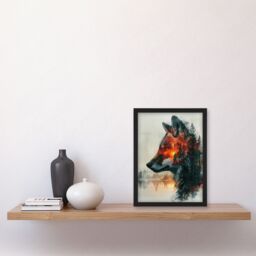 Artery8 Wall Art Print Wolf Forest Sunset Nature Animal Lover Design Art Framed Poster in Black - Size: A4 - thumbnail 4