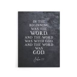 "Artery8 John 1 The Word Was God Christian Bible Quote Canvas Wall Art Print in Grey - Size: W24"" x H32""" - thumbnail 1