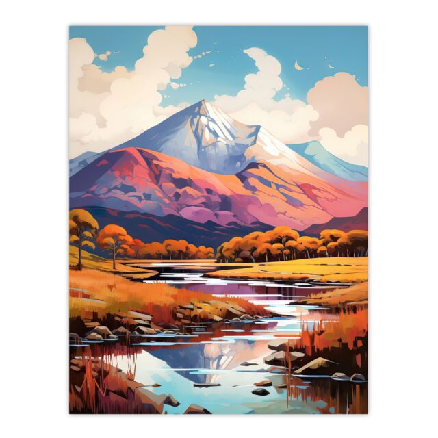 Artery8 Ben Nevis & Glen Nevis Scotland Landscape Painting Tranquil Scene Large Wall Unframed Art Poster Print Thick Paper 18X24 Inch - image 1