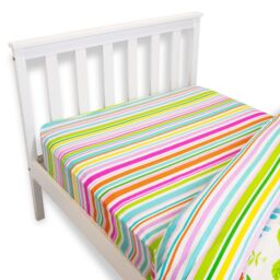 Happy Linen Company Kids Stripes Fitted Sheet For Daisy Dino Bedding in White - Size: Double Fitted - thumbnail 2
