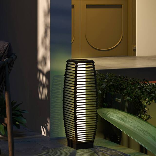 OUTSUNNY Solar Floor Lamp with Auto On/Off LED Lights for Porch, Yard in Brown