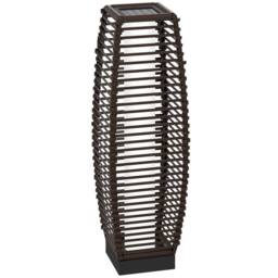 OUTSUNNY Solar Floor Lamp with Auto On/Off LED Lights for Porch, Yard in Brown - thumbnail 2
