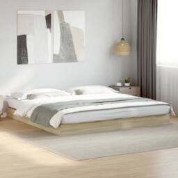 Berkfield Home Modern Bed Frame Frame Sonoma Oak 180x200 cm Super King Wood in Light Oak - thumbnail 2