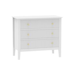 Melody Maison Wide 3 Drawer Chest Of Drawers & Pair Of Large Bedside Tables - Hales White Range - thumbnail 1