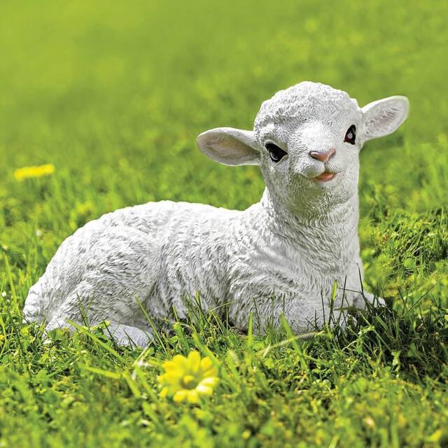 Coopers of Stortford Lottie Lamb Garden Ornament In Weatherproof Polyresin in White - image 1