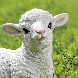 Coopers of Stortford Lottie Lamb Garden Ornament In Weatherproof Polyresin in White - thumbnail 2