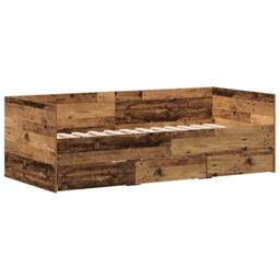 Berkfield Home Modern Daybed Old Wood Engineered Wood 90 x 190 cm Sturdy Daybed in Brown - thumbnail 3