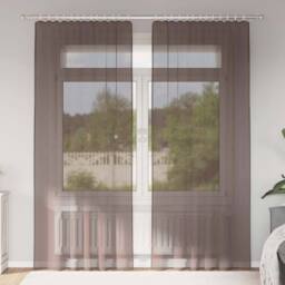 Berkfield Home Voile Curtains with Tab Top 2 pcs Brown - thumbnail 2