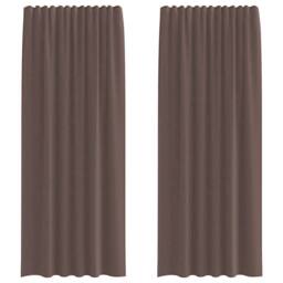 Berkfield Home Voile Curtains with Tab Top 2 pcs Brown - thumbnail 3