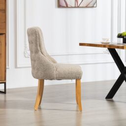 Artemis Home Olivola Fabric Dining Chairs - Set of 2 in Light Brown - Size: 2 Pack - thumbnail 3