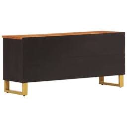Berkfield Home TV Cabinet Brown & Black 100x33.5x46 cm Solid Wood Mango - thumbnail 6