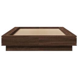 Berkfield Home Bed Frame with LED Lights without Mattress Brown Oak 90x200cm - Size: 90x200 cm - thumbnail 5