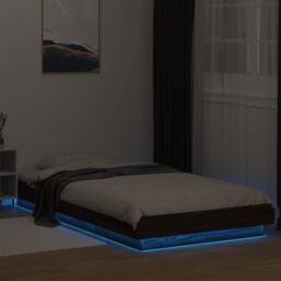 Berkfield Home Bed Frame with LED Lights without Mattress Brown Oak 90x200cm - Size: 90x200 cm - thumbnail 4