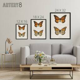 "Artery8 Monarch Butterfly Vintage Illustration Denton Framed Canvas Wall Art in White - Size: W12"" x H16""" - thumbnail 4