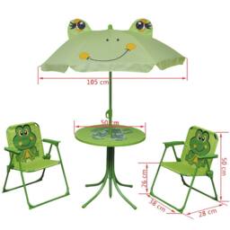 Berkfield Home 3 Piece Kids' Garden Bistro Set with Parasol Green - thumbnail 6