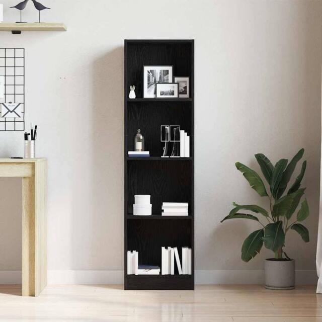 Berkfield Home Decorative Bookcase Black Oak 40x24x143 cm Engineered Wood - Size: 40 x 24 x 143 cm - image 1