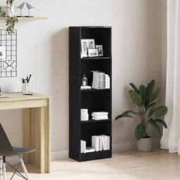 Berkfield Home Decorative Bookcase Black Oak 40x24x143 cm Engineered Wood - Size: 40 x 24 x 143 cm - thumbnail 2