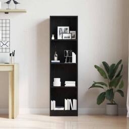 Berkfield Home Decorative Bookcase Black Oak 40x24x143 cm Engineered Wood - Size: 40 x 24 x 143 cm - thumbnail 1