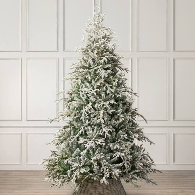 Christow Snow Flocked Christmas Tree Luxury Artificial Verbier Fir 6ft 7ft 8ft in Green - image 1