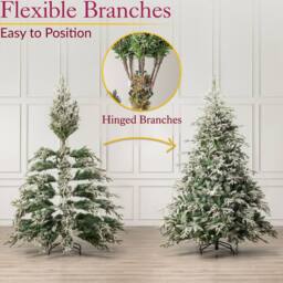 Christow Snow Flocked Christmas Tree Luxury Artificial Verbier Fir 6ft 7ft 8ft in Green - thumbnail 5