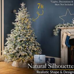 Christow Snow Flocked Christmas Tree Luxury Artificial Verbier Fir 6ft 7ft 8ft in Green - thumbnail 2