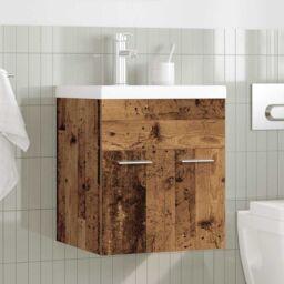 Berkfield Home Sink Cabinet with Built-in Basin & Faucet Old Wood in Brown - thumbnail 3